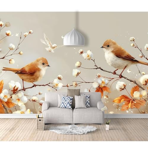 Fototapete 3D selbstklebend Blumen und Vögel im ethnischen Stil 100x70cm Bild Dekoration Wand-Dekor Moderne Motiv-Tapete Panorama Poster XXL Möbelfolie von SPECUFX