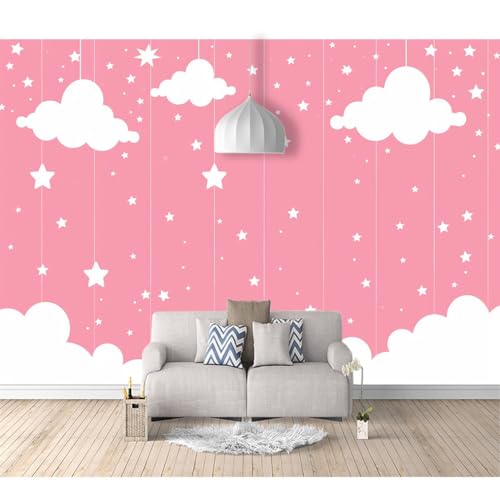 Fototapete 3D selbstklebend Cartoon Mädchen rosa Wolken mit Sternen 100x70cm Bild Dekoration Wand-Dekor Moderne Motiv-Tapete Panorama Poster XXL Möbelfolie von SPECUFX