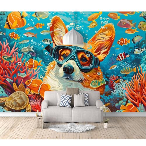 Fototapete 3D selbstklebend Corgi unter Wasser 100x70cm Bild Dekoration Wand-Dekor Moderne Motiv-Tapete Panorama Poster XXL Möbelfolie Fototapete 3D selbstklebend Corgi unter Wasser 100x70cm Bild Dekoration Wand-Dekor Moderne Motiv-Tapete Panorama Poster XXL Möbelfolie von SPECUFX