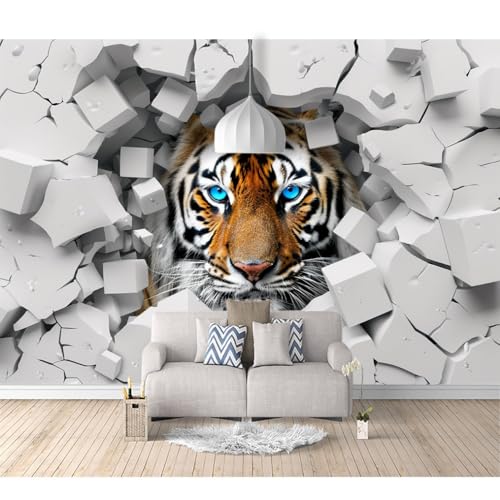 Fototapete 3D selbstklebend Fantasy Tiger durchdringt Wandtiere 100x70cm Bild Dekoration Wand-Dekor Moderne Motiv-Tapete Panorama Poster XXL Möbelfolie von SPECUFX