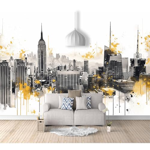 Fototapete 3D selbstklebend Gold, Schwarz, Weiß, Aquarell Stadtgebäude 100x70cm Bild Dekoration Wand-Dekor Moderne Motiv-Tapete Panorama Poster XXL Möbelfolie Fototapete 3D selbstklebend Gold, Schwarz, Weiß, Aquarell Stadtgebäude 100x70cm Bild Dekoration Wand-Dekor Moderne Motiv-Tapete Panorama Poster XXL Möbelfolie von SPECUFX