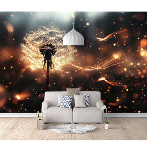 Fototapete 3D selbstklebend Goldener Löwenzahn funkelt 100x70cm Bild Dekoration Wand-Dekor Moderne Motiv-Tapete Panorama Poster XXL Möbelfolie von SPECUFX