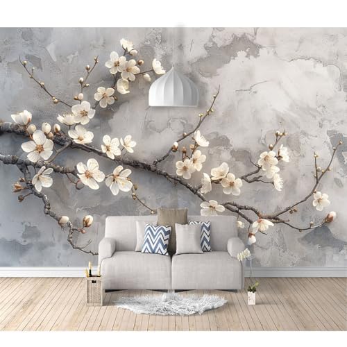 Fototapete 3D selbstklebend Graue Pfirsichblüten 100x70cm Tapeten Wandtapete XXL Moderne Wanddeko Design Wand Dekoration Wohnzimmer Schlafzimmer Büro Flur von SPECUFX