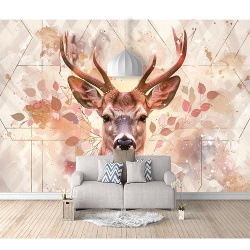 Fototapete 3D selbstklebend Nordisches minimalistisches Aquarellgeweih 100x70cm Bild Dekoration Wand-Dekor Moderne Motiv-Tapete Panorama Poster XXL Möbelfolie von SPECUFX