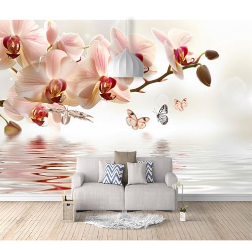 Fototapete 3D selbstklebend Rosa Blume Schmetterling Reflexion 100x70cm XXL Design Tapete Fototapeten Tapeten Wandtapete moderne Wand Schlafzimmer Wohnzimmer von SPECUFX