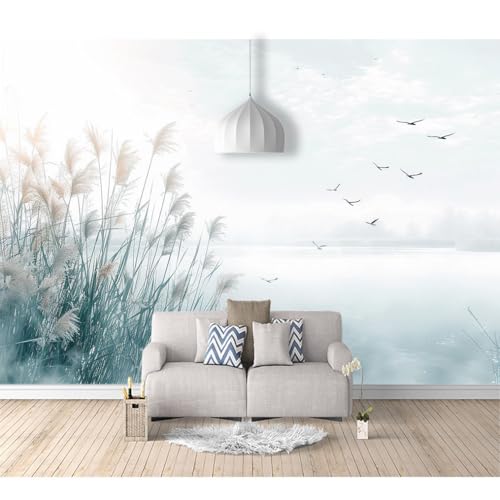 Fototapete 3d Effekt Tapete Raumerweiterung selbstklebend Aquarell Schilf, Grasvögel, grau 100x70cm Dreidimensionale Großes Wandbild Wohnzimmer Esszimmer TV Sofa Hintergrund Fototapete 3d Effekt Tapete Raumerweiterung selbstklebend Aquarell Schilf, Grasvögel, grau 100x70cm Dreidimensionale Großes Wandbild Wohnzimmer Esszimmer TV Sofa Hintergrund von SPECUFX
