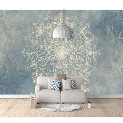 Fototapete 3d Effekt Tapete Raumerweiterung selbstklebend Böhmisch weiß-grau 100x70cm Dreidimensionale Großes Wandbild Wohnzimmer Esszimmer TV Sofa Hintergrund von SPECUFX