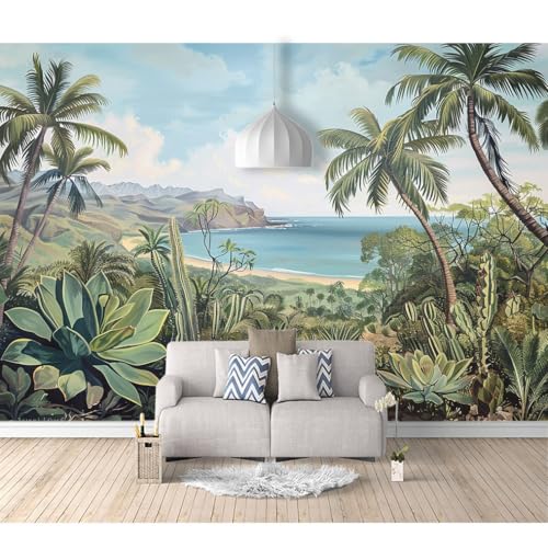 Fototapete 3d Effekt Tapete Raumerweiterung selbstklebend Der Strand ist grün mit Palmen 100x70cm Dreidimensionale Großes Wandbild Wohnzimmer Esszimmer TV Sofa Hintergrund Fototapete 3d Effekt Tapete Raumerweiterung selbstklebend Der Strand ist grün mit Palmen 100x70cm Dreidimensionale Großes Wandbild Wohnzimmer Esszimmer TV Sofa Hintergrund von SPECUFX
