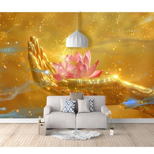 Fototapete 3d Effekt Tapete Raumerweiterung selbstklebend Goldene Hand Lotus Zen 100x70cm Dreidimensionale Großes Wandbild Wohnzimmer Esszimmer TV Sofa Hintergrund Fototapete 3d Effekt Tapete Raumerweiterung selbstklebend Goldene Hand Lotus Zen 100x70cm Dreidimensionale Großes Wandbild Wohnzimmer Esszimmer TV Sofa Hintergrund von SPECUFX