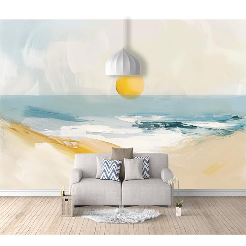 Fototapete 3d Effekt Tapete Raumerweiterung selbstklebend Minimalistisches abstraktes Ölgemälde Landschaft Sonnenuntergang Dreidimensionale Großes Wandbild Wohnzimmer Esszimmer TV Sofa Hintergrund von SPECUFX