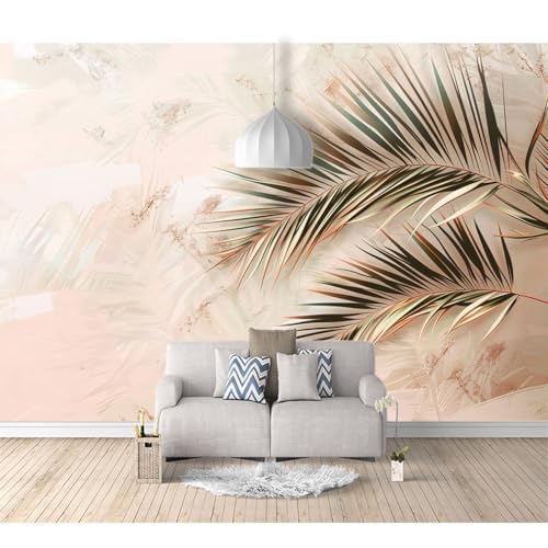 Fototapete 3d Effekt Tapete Raumerweiterung selbstklebend Optische Täuschung rosa Blätter 100x70cm Dreidimensionale Großes Wandbild Wohnzimmer Esszimmer TV Sofa Hintergrund von SPECUFX