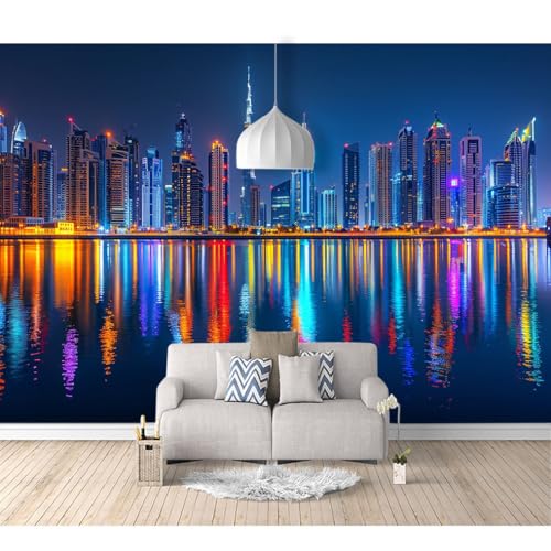 Fototapete 3d Effekt Tapete Raumerweiterung selbstklebend Reflexion moderner Stadtgebäude bei Nacht 100x70cm Dreidimensionale Großes Wandbild Wohnzimmer Esszimmer TV Sofa Hintergrund Fototapete 3d Effekt Tapete Raumerweiterung selbstklebend Reflexion moderner Stadtgebäude bei Nacht 100x70cm Dreidimensionale Großes Wandbild Wohnzimmer Esszimmer TV Sofa Hintergrund von SPECUFX