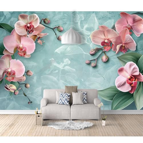 Fototapete 3d Effekt Tapete Raumerweiterung selbstklebend Vintage Iris rosa grau 100x70cm Dreidimensionale Großes Wandbild Wohnzimmer Esszimmer TV Sofa Hintergrund von SPECUFX