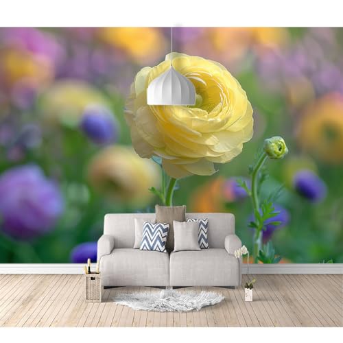 Fototapete 3d Effekt selbstklebend Botanischer Garten mit Riesenblumen 100x70cm Design Tapete Tapeten Wandtapete Wand Schlafzimmer Wohnzimmer von SPECUFX