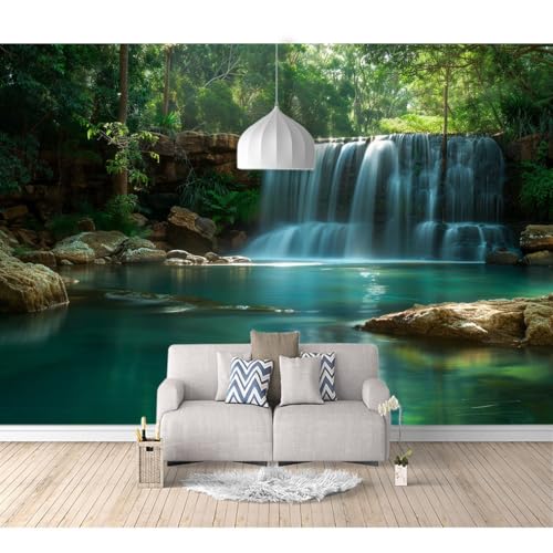 Fototapete 3d Effekt selbstklebend Landschaft: Berg, Wasserfall, Baum, Natur 100x70cm XL Design Tapete Fototapeten Tapeten Wandtapete moderne Wandbild Wand Schlafzimmer Wohnzimmer von SPECUFX