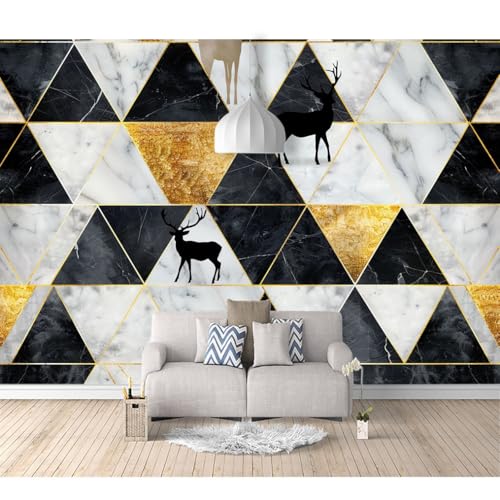 Fototapete 3d Effekt selbstklebend Nordischer abstrakter geometrischer Marmorhirsch 100x70cm XL Design Tapete Fototapeten Tapeten Wandtapete moderne Wandbild Wand Schlafzimmer Wohnzimmer von SPECUFX