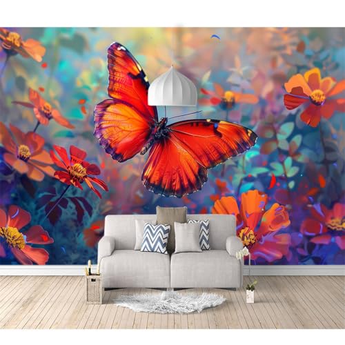 Fototapete 3d Effekt selbstklebend Schmetterlinge und Blumen 100x70cm Tapete 3D Tapeten für Wohnzimmer Schlafzimmer von SPECUFX