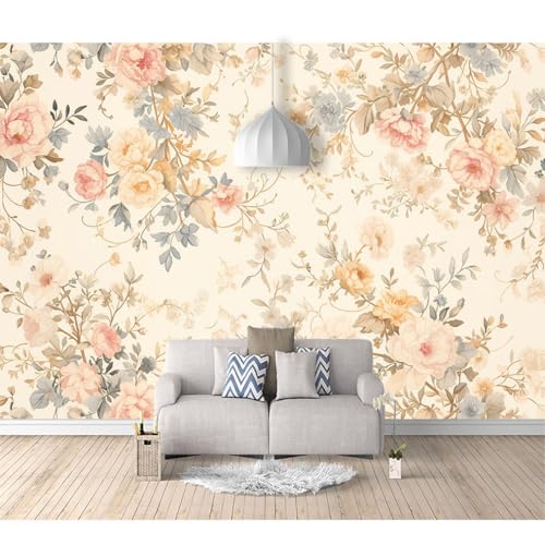 Fototapete selbstklebend Blumen, Zweige, Pflanzen, rötlich, beige 100x70cm Tapeten Wandtapete XXL Wanddeko Design Wand Dekoration Wohnzimmer Schlafzimmer Büro Flur 3D Effekt von SPECUFX