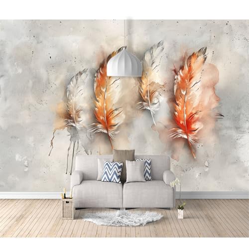 Fototapete selbstklebend Farbe Aquarell Feder grau 100x70cm Tapeten Wandtapete XXL Wanddeko Design Wand Dekoration Wohnzimmer Schlafzimmer Büro Flur 3D Effekt von SPECUFX