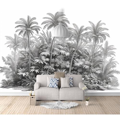 Fototapete selbstklebend Skizze Wald Kokospalme Pflanze 100x70cm Tapeten Wandtapete XXL Wanddeko Design Wand Dekoration Wohnzimmer Schlafzimmer Büro Flur 3D Effekt von SPECUFX
