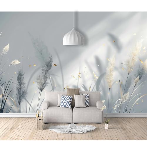 Ktv Hintergrund Professionelle High End Tapete selbstklebend Einfache getrocknete Blumen aus grauem Gras 100x70cm Fotowand 3D Effekt Fototapete Wandbild Wohnzimmer Schlafzimmer von SPECUFX