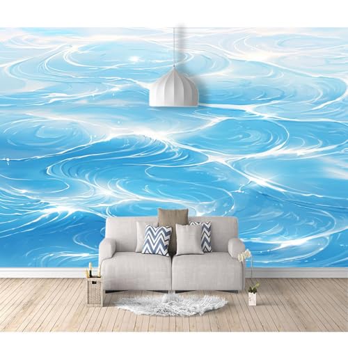 Ktv Hintergrund Professionelle High End Tapete selbstklebend Teich kräuselt sich blau abstrakt 100x70cm Fotowand 3D Effekt Fototapete Wandbild Wohnzimmer Schlafzimmer von SPECUFX