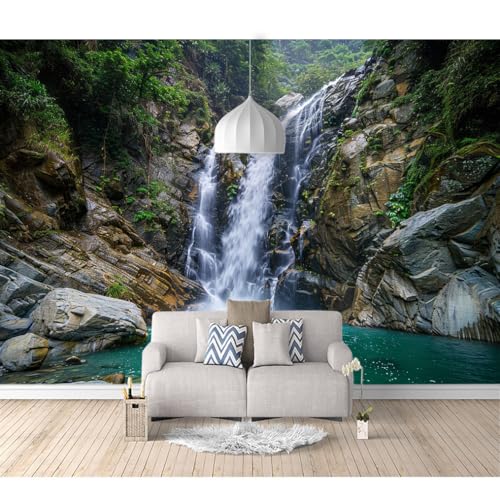 Motiv Tapete selbstklebend Landschaft: Berg, Wasserfall, Baum, Natur 100x70cm Design Foto Wandbilder Moderne Wanddekoration Fototapete 3d effekt wandbild Schlafzimmer von SPECUFX