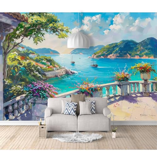 Tapete Fototapete 3d Effekt Wallpaper selbstklebend Strandlandschaft, Blumen, Natur 100x70cm XXL 3D Wandbild Wandtapete für Wohnzimmer Schlafzimmer Kinderzimmer Wanddekoration von SPECUFX