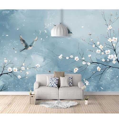 Tapeten Poster 3D selbstklebend Blaue Blumen, Vögel, Pflaumenblüten 100x70cm Restaurant Dekoratives Fototapete 3d Effekt Tapete Wohnzimmer Schlafzimmer Hintergrundbild Tapeten Poster 3D selbstklebend Blaue Blumen, Vögel, Pflaumenblüten 100x70cm Restaurant Dekoratives Fototapete 3d Effekt Tapete Wohnzimmer Schlafzimmer Hintergrundbild von SPECUFX