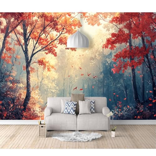 Tapeten Poster 3D selbstklebend Herbstliche Waldlandschaft 100x70cm Restaurant Dekoratives Fototapete 3d Effekt Tapete Wohnzimmer Schlafzimmer Hintergrundbild von SPECUFX