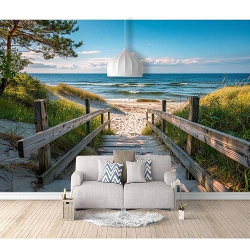 Tapeten Poster 3D selbstklebend Holzbrücke am Strand mit optischer Täuschung Landschaft 100x70cm Restaurant Dekoratives Fototapete 3d Effekt Tapete Wohnzimmer Schlafzimmer Hintergrundbild von SPECUFX
