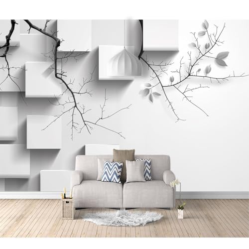 Tapeten Poster 3D selbstklebend Moderne Äste weiß 100x70cm Restaurant Dekoratives Fototapete 3d Effekt Tapete Wohnzimmer Schlafzimmer Hintergrundbild von SPECUFX