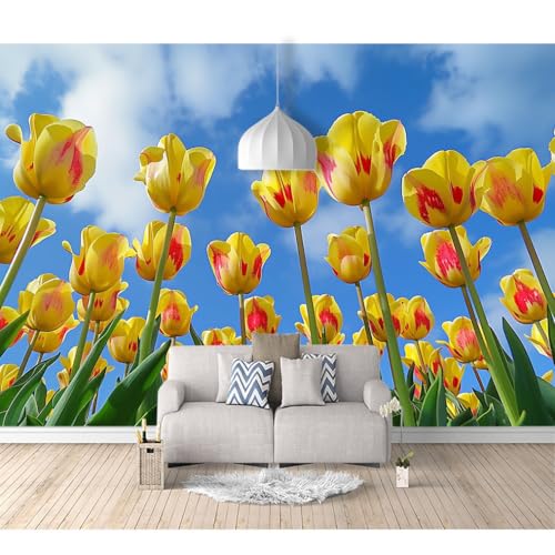 Tapeten Poster 3D selbstklebend Riesige Tulpenblüten am Himmel 100x70cm Restaurant Dekoratives Fototapete 3d Effekt Tapete Wohnzimmer Schlafzimmer Hintergrundbild von SPECUFX