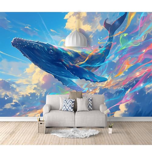 Tapeten Poster 3D selbstklebend Wale sind wunderschöne Meerestiere 100x70cm Restaurant Dekoratives Fototapete 3d Effekt Tapete Wohnzimmer Schlafzimmer Hintergrundbild von SPECUFX