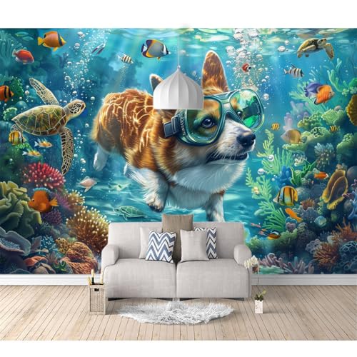 Wandtapete 3D Effekt selbstklebend Corgi unter Wasser 100x70cm Wohnzimmer Sofa Tv Hintergrund Tapete Moderne Kunst Fototapete Wandbild Schlafzimmer Wandtapete 3D Effekt selbstklebend Corgi unter Wasser 100x70cm Wohnzimmer Sofa Tv Hintergrund Tapete Moderne Kunst Fototapete Wandbild Schlafzimmer von SPECUFX