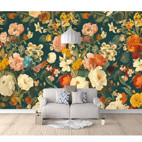 Wandtapete 3D Effekt selbstklebend Dunkelgrüne Blütenblätter 100x70cm Wohnzimmer Sofa Tv Hintergrund Tapete Moderne Kunst Fototapete Wandbild Schlafzimmer von SPECUFX