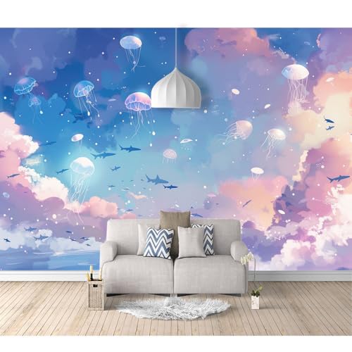 Wandtapete 3D Effekt selbstklebend Fantasie Aquarell Qualle am Himmel 100x70cm Wohnzimmer Sofa Tv Hintergrund Tapete Moderne Kunst Fototapete Wandbild Schlafzimmer Wandtapete 3D Effekt selbstklebend Fantasie Aquarell Qualle am Himmel 100x70cm Wohnzimmer Sofa Tv Hintergrund Tapete Moderne Kunst Fototapete Wandbild Schlafzimmer von SPECUFX