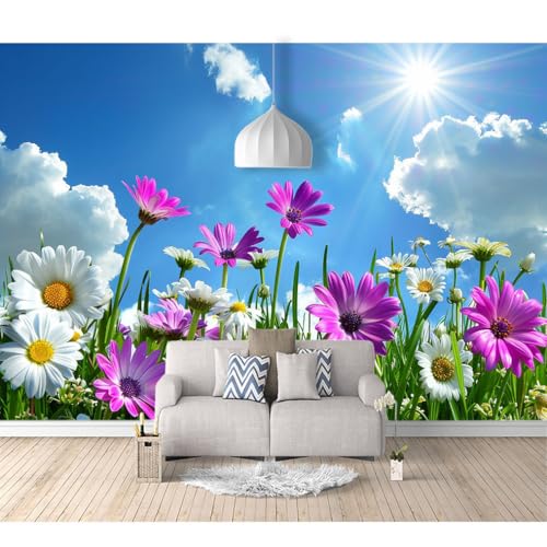 Wandtapete 3D Effekt selbstklebend Garten Blumen, Landschaft, Himmel 100x70cm Wohnzimmer Sofa Tv Hintergrund Tapete Moderne Kunst Fototapete Wandbild Schlafzimmer von SPECUFX