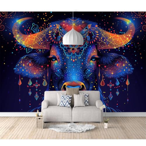 Wandtapete 3D Effekt selbstklebend Wildtiere, Rinder 100x70cm Wohnzimmer Sofa Tv Hintergrund Tapete Moderne Kunst Fototapete Wandbild Schlafzimmer von SPECUFX