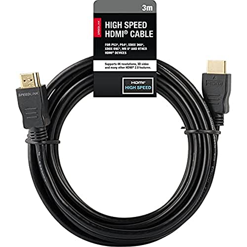 Speedlink HDMI-Kabel für PS3 - High Speed HDMI Cable (für alle HDMI-Anschlüsse - unterstützt 1080i und 1080p - goldbeschichtete Kontakte für verlustfreie Bildübertragung) 3m Kabellänge schwarz von Speedlink