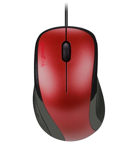 Speedlink KAPPA Mouse wired - leichte USB Maus mit Kabel, PC Maus kabelgebunden für PC, Laptop und Notebook, Büro, Office, 1000dpi, rot von Speedlink