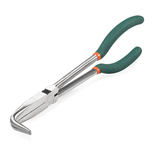 SPEEDWOX Gebogene Spitzzange mit langer Reichweite, 25,4 cm, 90 Grad ineinandergreifende Zähne, präzise Feinzange für schwer zu erreichende enge Räume, hohe Hebelwirkung, reduziert Aufwand von SPEEDWOX
