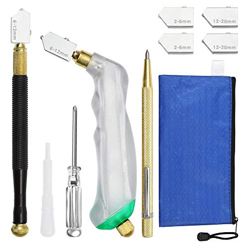 SPEEDWOX Glasschneider mit Pistolengriff Bleistift-Stil Hartmetallspitze mit 4 austauschbaren Klingen 2 mm - 20 mm Wolframkarbid-Spitze Anreißer Öltropfer Schraubenantrieb für Glasschneiden Spiegel von SPEEDWOX