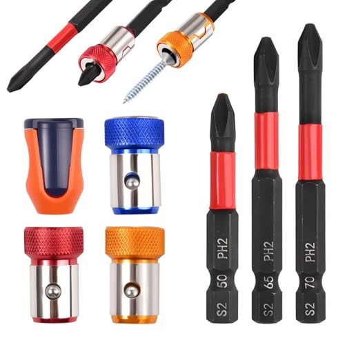 SPEEDWOX Magnetischer Schraubenring mit 3-teiligem Schraubendreher-Bit-Set, 1 abnehmbarer Schraubendreher-Magnetisierer, kompatibel mit 6,35-mm-Sechskant-Schraubendreherkopf und Power-Bits, 3 Stück von SPEEDWOX