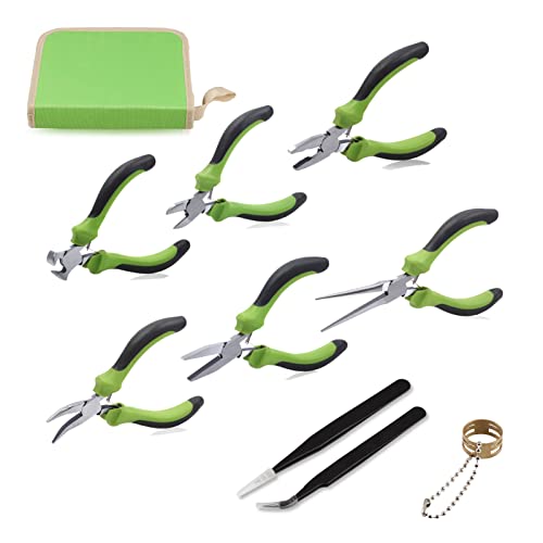 SPEEDWOX 6-teiliges Mini-Zangen-Set mit Etui, inklusive Flachzange, Endschneidezange, gebogene Spitzzange, Seitenzange, Lineman-Zange, Spitzzange mit 2 Pinzetten zum Basteln, Reparieren von SPEEDWOX