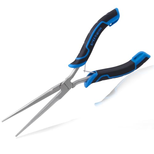 SPEEDWOX Spitzzange mit langer Reichweite, dünne, extra lange Spitzzange mit gezackter Backe für Schmuckherstellung, Biegedraht und kleine Objekte, Greifnadelentferner, Zange für schmale Stellen von SPEEDWOX