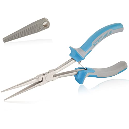 SPEEDWOX Weitreichende Nadelzange Präzisions-Nadelzange mit glatten Backen Pinzettenzange Extra lange Nadelzange mit Schutzhülle für schwer zugänglichen, engen Raum von SPEEDWOX