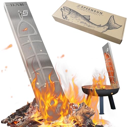 Flammlachsbrett Edelstahl für Halbe Lachs bis 11cm Breite | mit fest montierter Mutter-Einfache Haltergräte | 5-justierbare Winkel | flammlachshalter für Feuerschale bis 3mm Wandstärke(2er Satz) Flammlachsbrett Edelstahl für Halbe Lachs bis 11cm Breite | mit fest montierter Mutter-Einfache Haltergräte | 5-justierbare Winkel | flammlachshalter für Feuerschale bis 3mm Wandstärke(2er Satz) von SPEENSUN