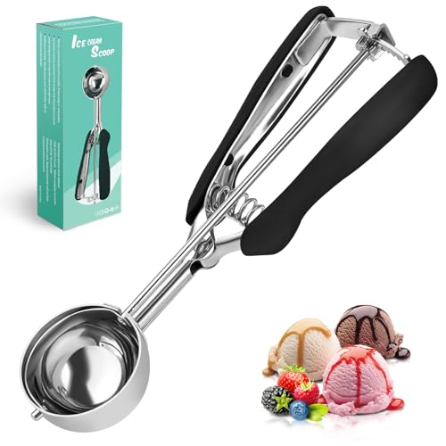 SPEENSUN Eisportionierer aus 304 Edelstahl mit Auslöser (23x5cm),eislöffel portionierer Poliert,Robust&Leicht für Eiscreme, Melonenkugeln,Kartoffelpüree,Teig,Kuchen,Spülmaschinenfest(schwarz) von SPEENSUN