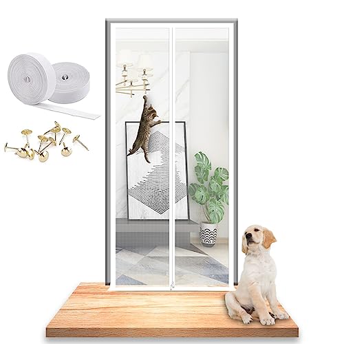 Cat Screen Katzennetz for Balkon, Haustiere Bildschirm Tür, Kippfensterschutz for Katzen Katze Mesh Tür Bildschirm for Wohnzimmer, Schlafzimmer, Küche (Color : White, Size : 90x230cm) von SPEESY